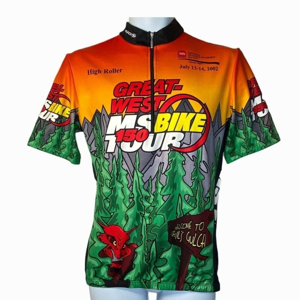 Sugoi Medium Great-West MS 150 Bike Tour Cycling Jersey Devils Gulch 1/4 Zip Tec